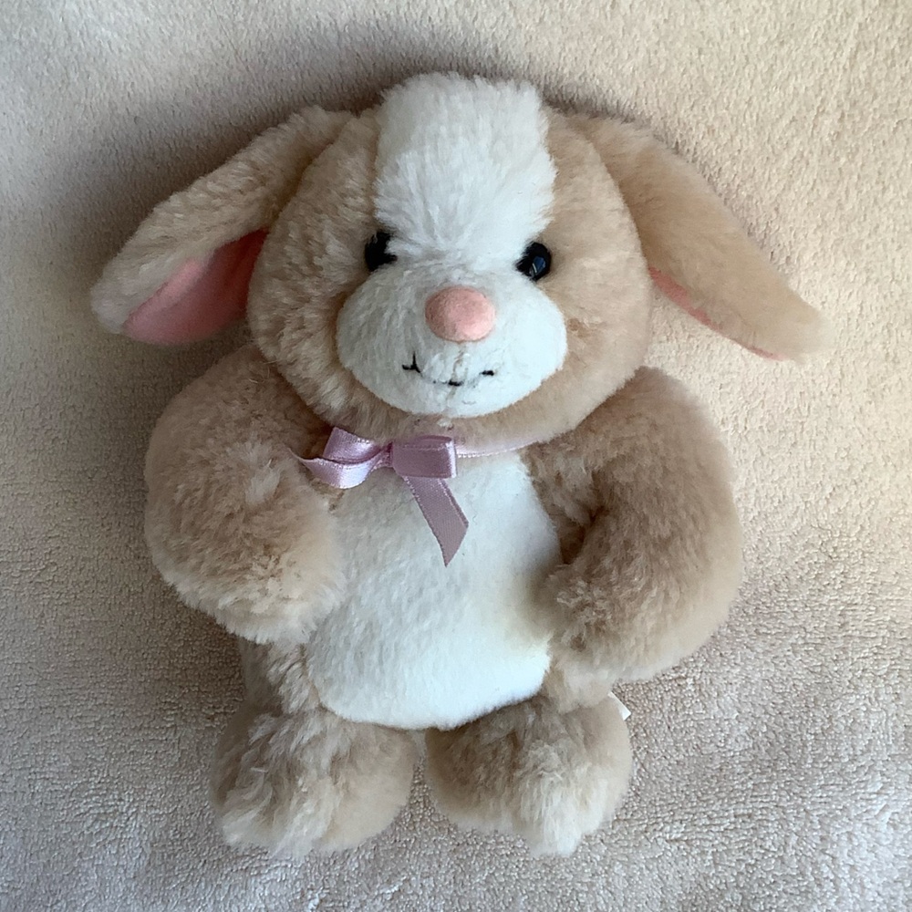 Hallmark Tan White Plush Bunny Happy Easter Rabbit W Sound Stuffed Animal Read